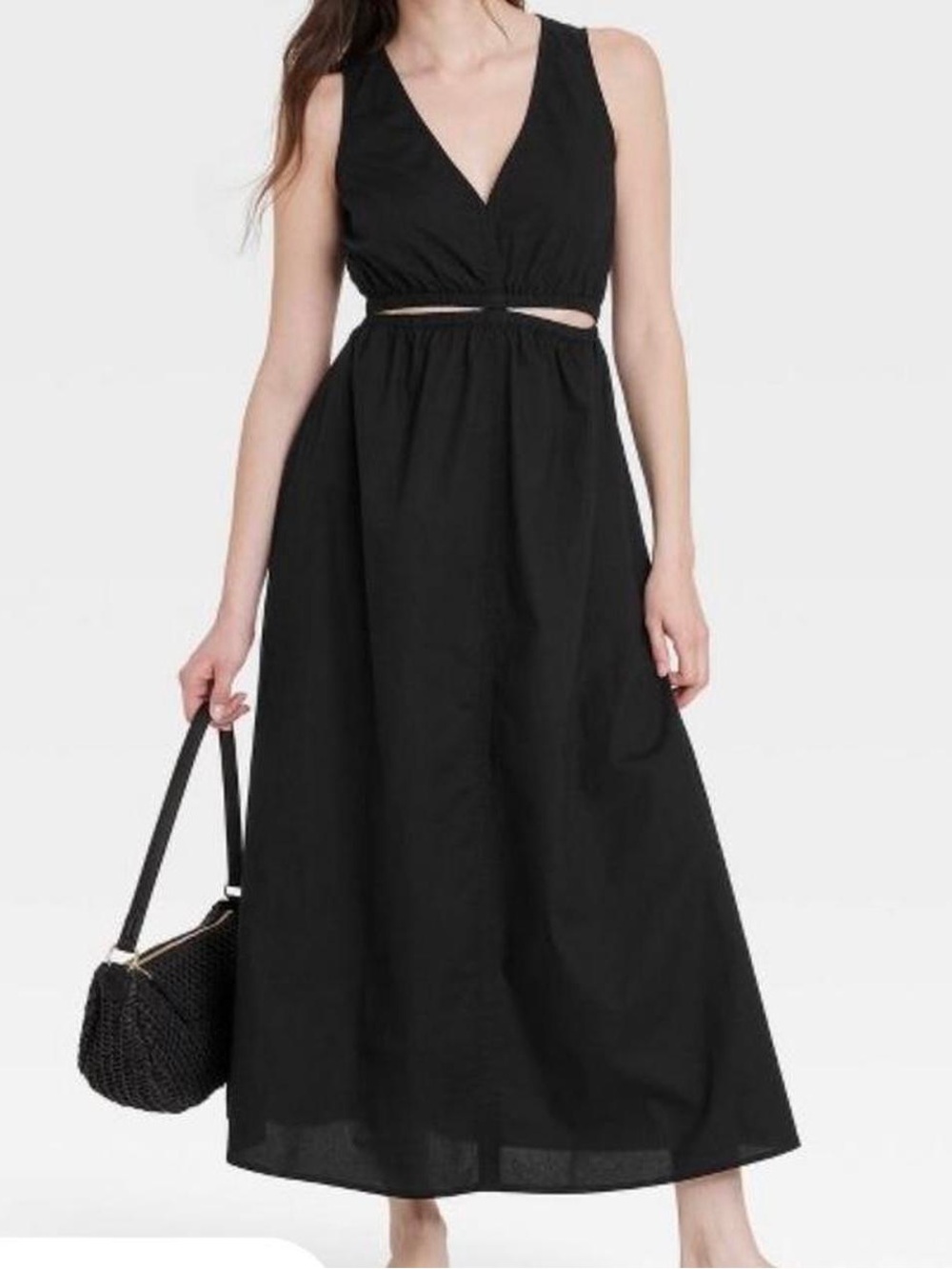 Universal Thread Sleeveless Black V-Neck Cutout midi Dress size medium